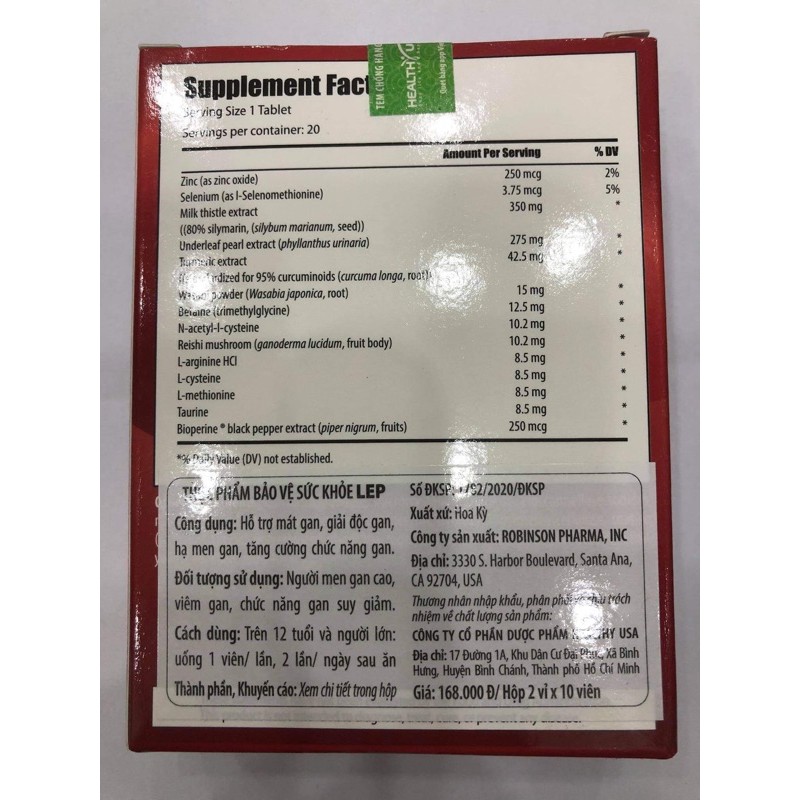 Lep healthy Liverpool support - người men gan cao, viêm gan, chức năng gan suy giảm, mát gan, giải độc....