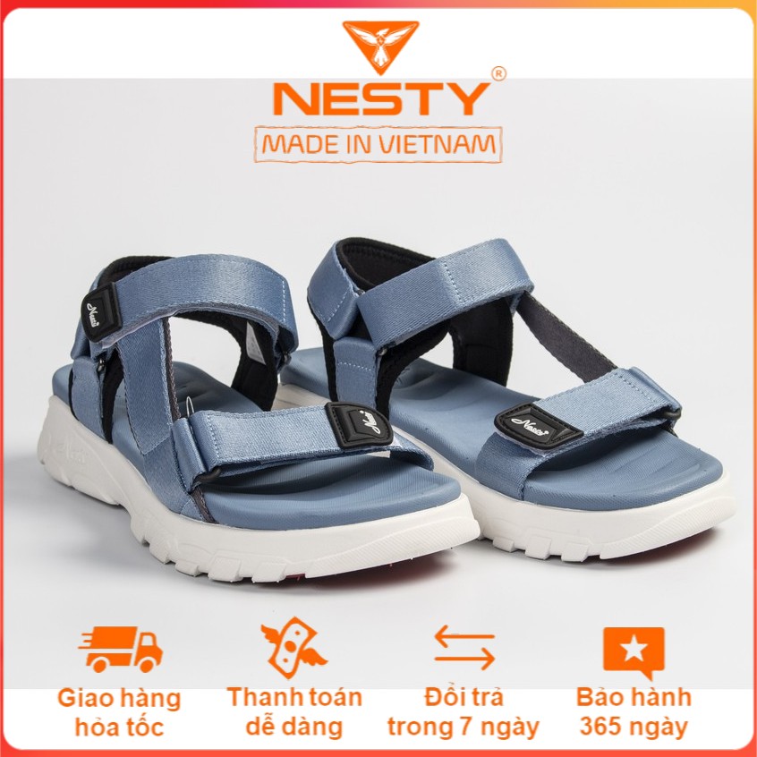 Giày sandal quai chéo nam nữ unisex, xăng đan cực êm NESTY SB10004 xanh biển