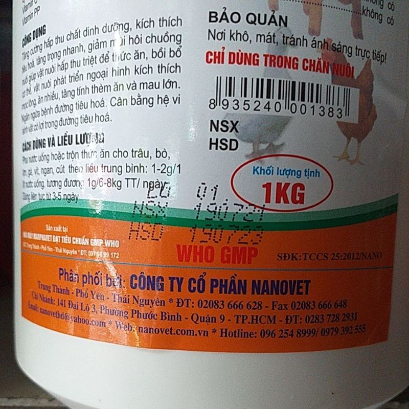 Men tiêu hóa sống lactonano b cho thú y lợn gà chim vịt ngan chó mèo thỏ dê thú cưng, đỡ đ.i ỉa, h.ấp th.u tốt thức ăn