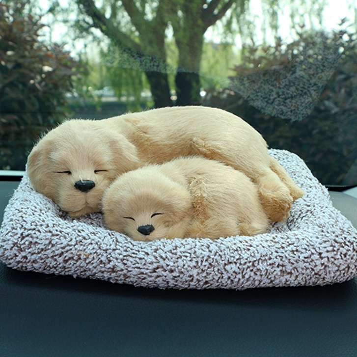 Cún Đôi Mẹ Con Thú bông GIỐNG THẬT 99% chó mèo sói gấu lõi than hoạt tính lọc không khí khử mùi trang trí xe