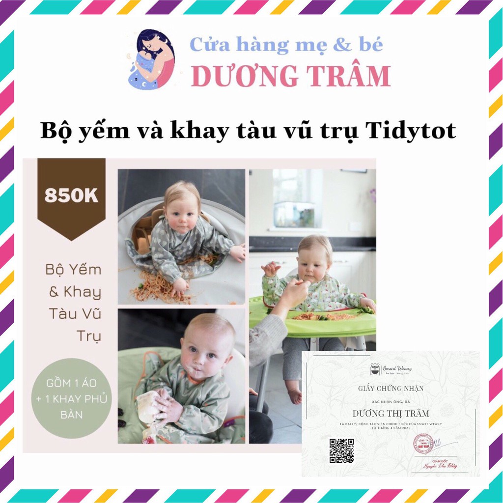 [TIDY TOT– 1 ĐỔI 1 NẾU LỖI DO NSX] Bộ yếm và khay tàu vũ trụ TIDYTOT đặc biệt cần thiết cho trẻ ăn dặm bé chỉ huy BLW