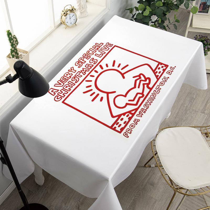 Khăn Trải Bàn Cà Phê Họa Tiết Graffiti Tối Giản Hiện Đại Phong Cách Bắc Âu