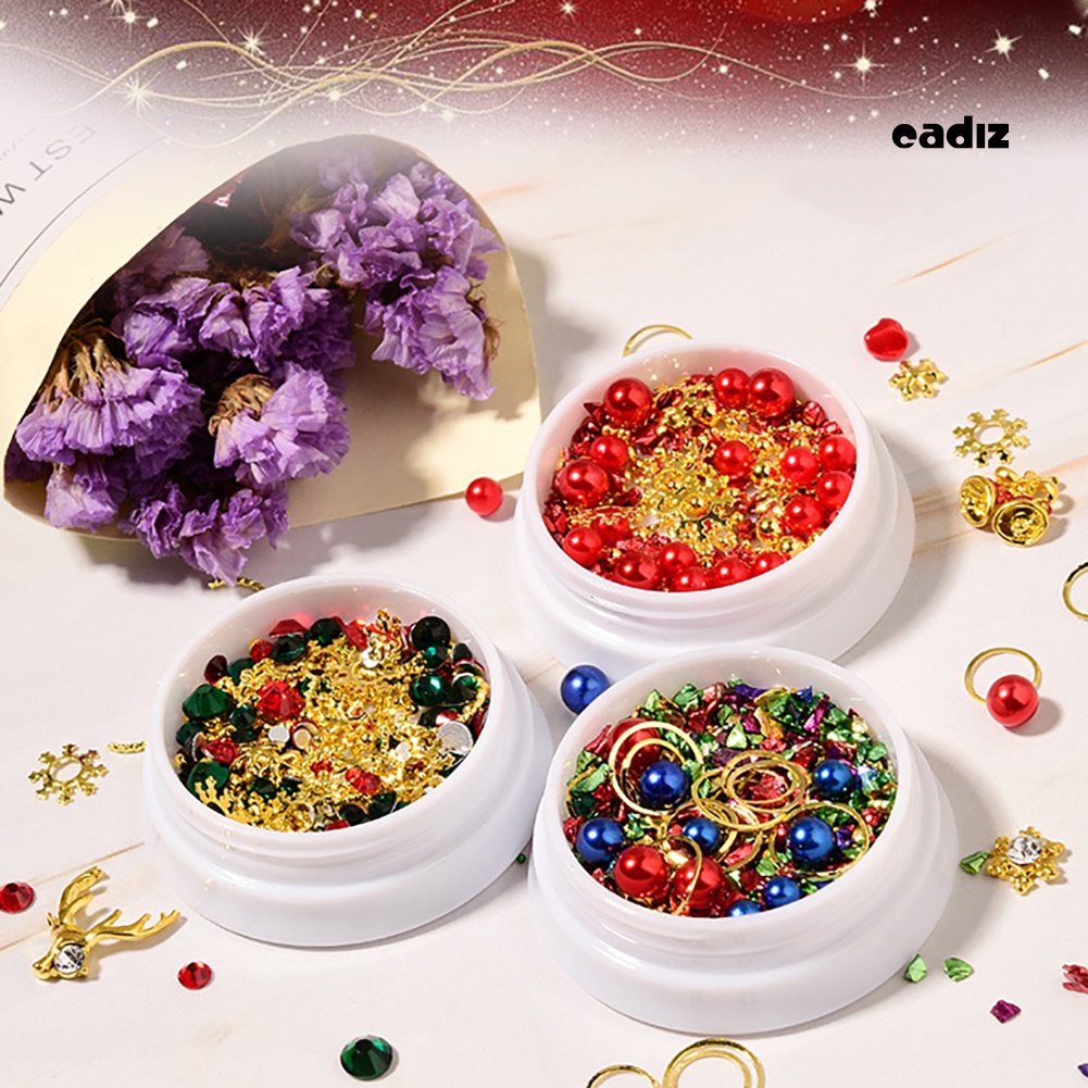 Hộp Phụ Kiện Đinh Tán Hình Bông Tuyết Trang Trí Móng Tay