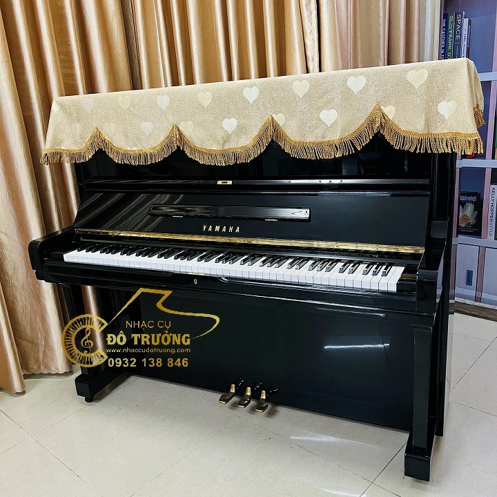 Khăn phủ đàn Piano mẫu tim nâu