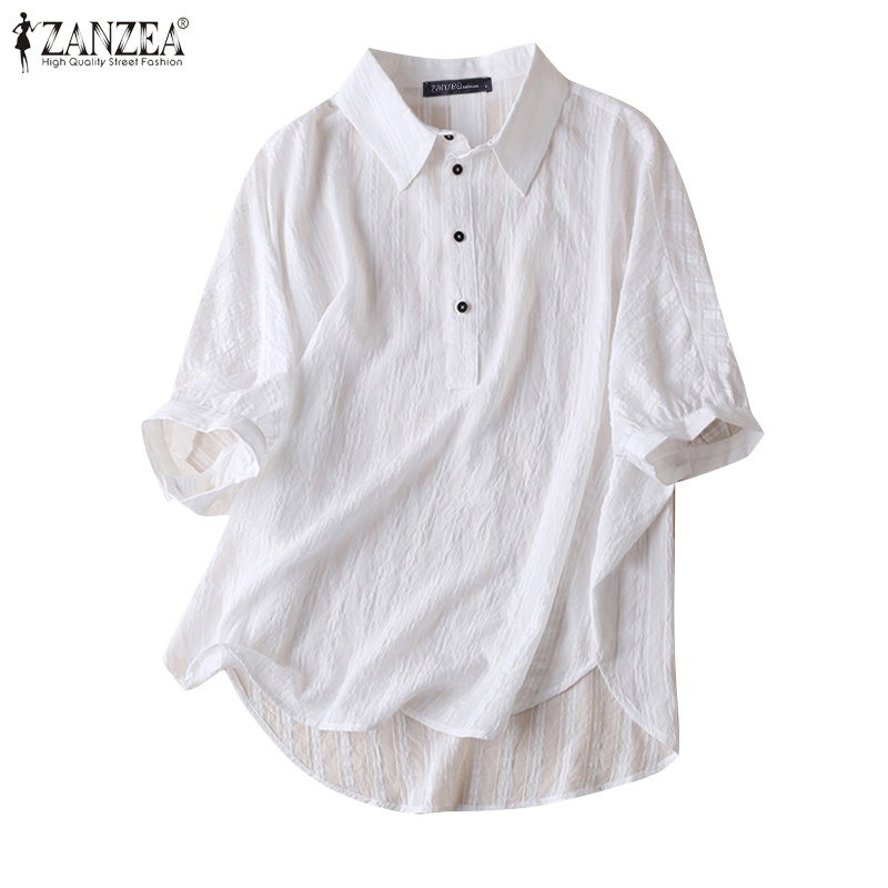 Zanzea Áo Sơ Mi Tay Ngắn Họa Tiết Cổ Điển Dành Cho Nữ