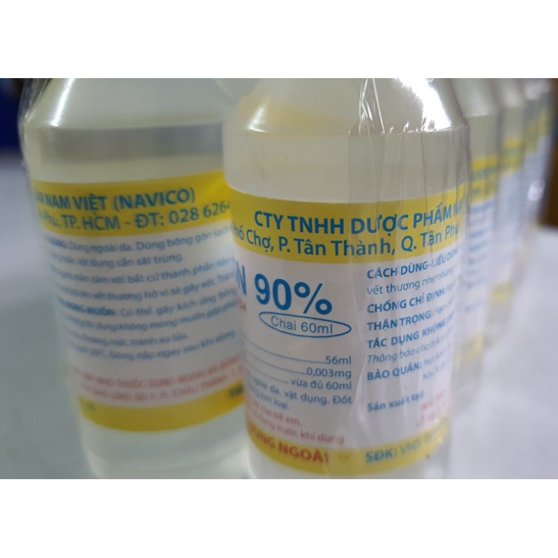 [Nướng mực, sát trùng] Cồn trắng 90 độ 60ml - Đông Anh Pharma