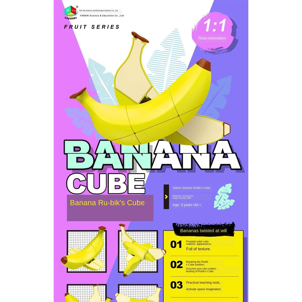 fruit Rubik's cube puzzle Banana apple lemon toys Antistress toys Finger Exercise educational game colorful Magic gift Rubik trái cây