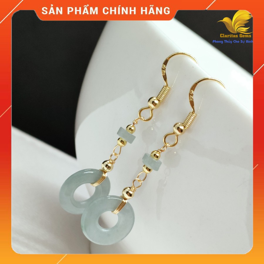 [ẢNH THẬT] BÔNG TAI ĐỒNG ĐIẾU NGOC CAM_THACH_ JADEITE _JADE LOẠI A KIỂU 1