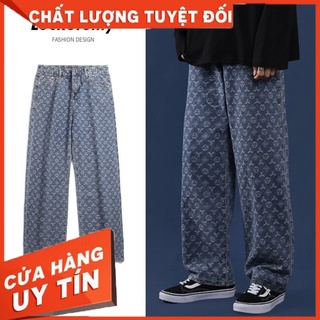 ⚡Quần Jean Ống Rộng Phong Cách Đơn Giản Thời Trang Hoạ Tiết LV Quần LV⚡