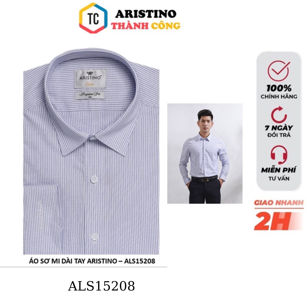 Áo sơ mi nam tay dài Aristino kẻ sọc sợi sồi kháng khuẩn form rộng ALS15208
