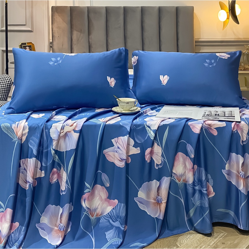 Bộ ga gối lụa tencel nhập khẩu cao cấp, ga giường lụa mềm mịn thoáng khí miễn phí bo chun theo yêu cầu