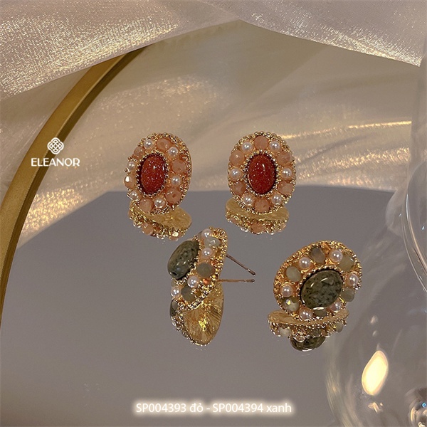 Bông tai nữ đính đá màu Eleanor Accessories chuôi bạc 925 phụ kiện trang sức cổ điển