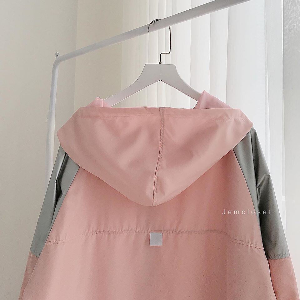 Áo Khoác Dù Nữ Tráng Bạc JEM CLOSET Áo Khoác Form Rộng Dài Tay Mũ Rộng Chất Siêu Nhẹ Unisex 4 Màu Đen Hồng Tím Xám 1564