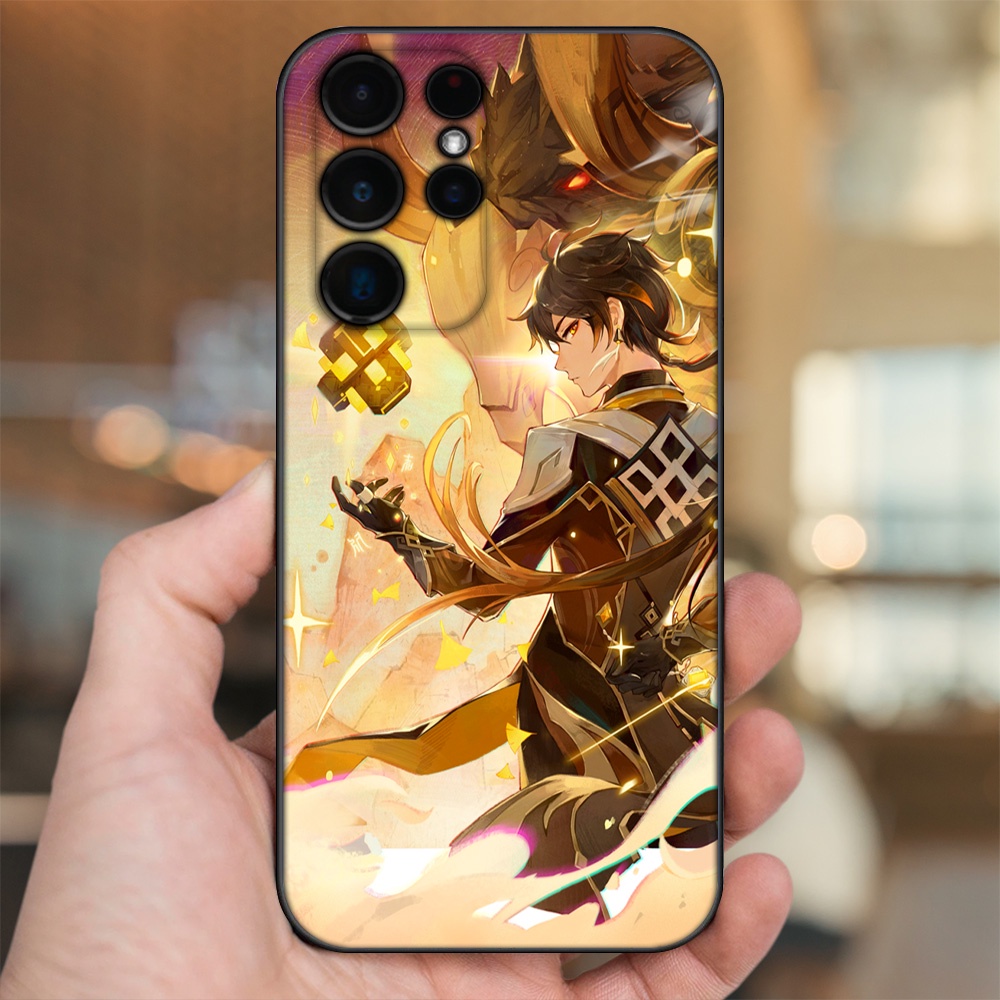 Ốp lưng Samsung S21 Ultra, S22 Ultra viền đen in hình Zhongli Genshin Impact