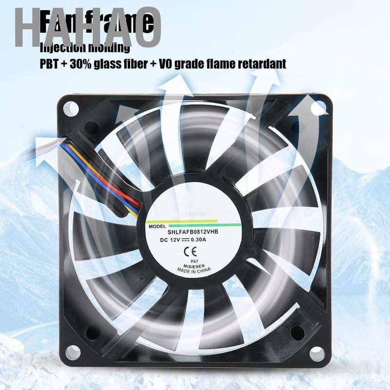 Hahao Cooling Fan 12V 0.3A 8cm Heat Sink 4PIN Cooler System fr Computer Case/Power