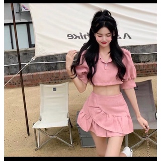 Set áo croptop tay bồng kèm chân váy đuôi cá, set áo croptop chất umi xước kèm chân váy cao cấp cho nữ