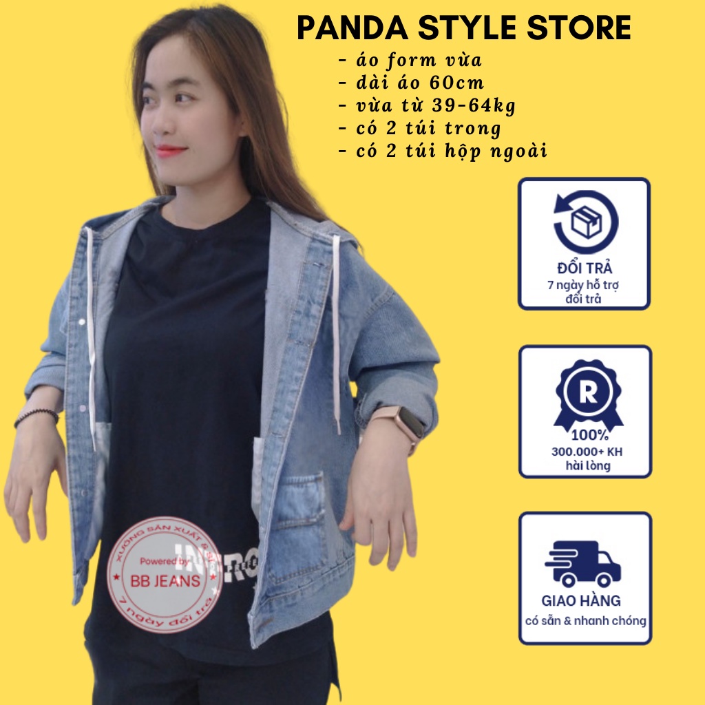 Áo khoác jean nữ Cocktail cao cao cấp form 40-58kg Panda.