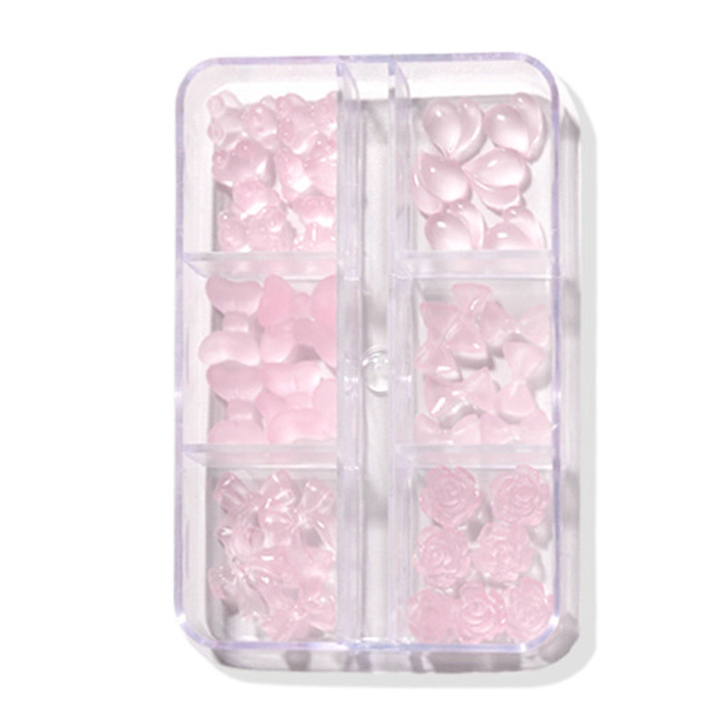 Hộp Phụ Kiện Trang Trí Móng 3D Hình Gấu Dạ Quang Lấp Lánh