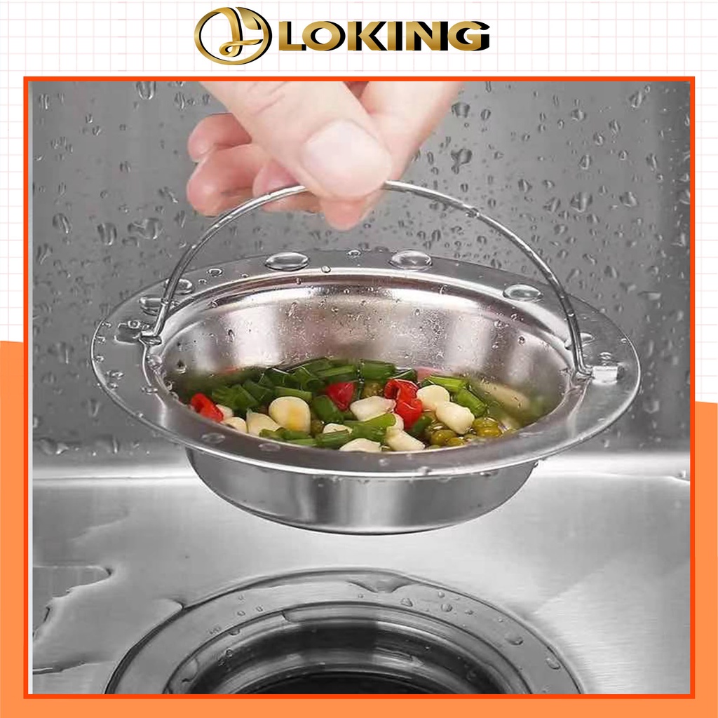 Giỏ Lọc Rác Bồn Rửa Chén Bát Inox 304 Cao Cấp Chống Tắc Nghẽn Không Gỉ, Giỏ Dây Xách Nhấc Cầm Tiện Dụng- LOKING
