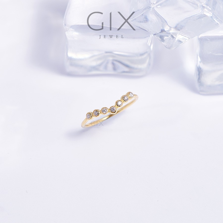 Nhẫn bạc nữ giá rẻ mạ vàng chữ V đính đá Gix Jewel SPGN56