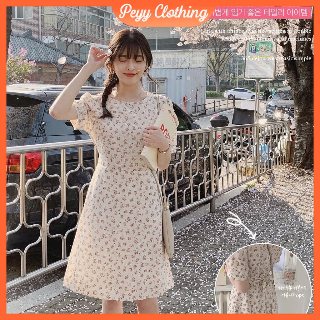 Váy vintage hoa nhí tiểu thư phong cách ulzzang Hàn Quốc V90 - Peyy | BigBuy360 - bigbuy360.vn
