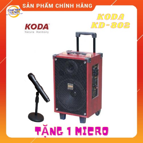 Loa kéo KODA KD802,Bass 20cm, chính hãng bán chạy nhất 2021-Tặng 1 Mic không dây cao cấp KODA