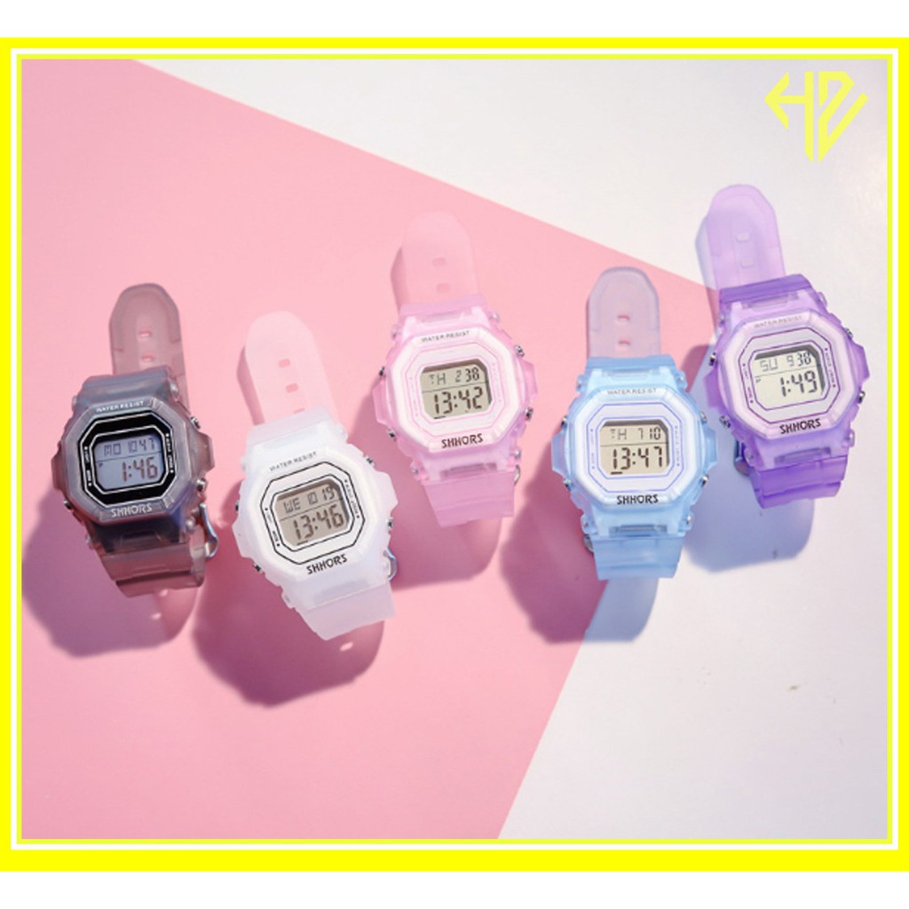 ĐỒNG HỒ THỂ THAO NỮ SHHORS VUÔNG DÂY TRONG SUỐT D337 PHONG CÁCH HÀN QUỐC | BigBuy360 - bigbuy360.vn