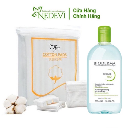Combo Bông Tẩy Trang Cotton Pads + Nước Tẩy Trang Bioderma Tẩy Trang Sạch Sâu, Lấy Đi Các Chất Bụi Bẩn, Bã Nhờn - NEDEVI | BigBuy360 - bigbuy360.vn