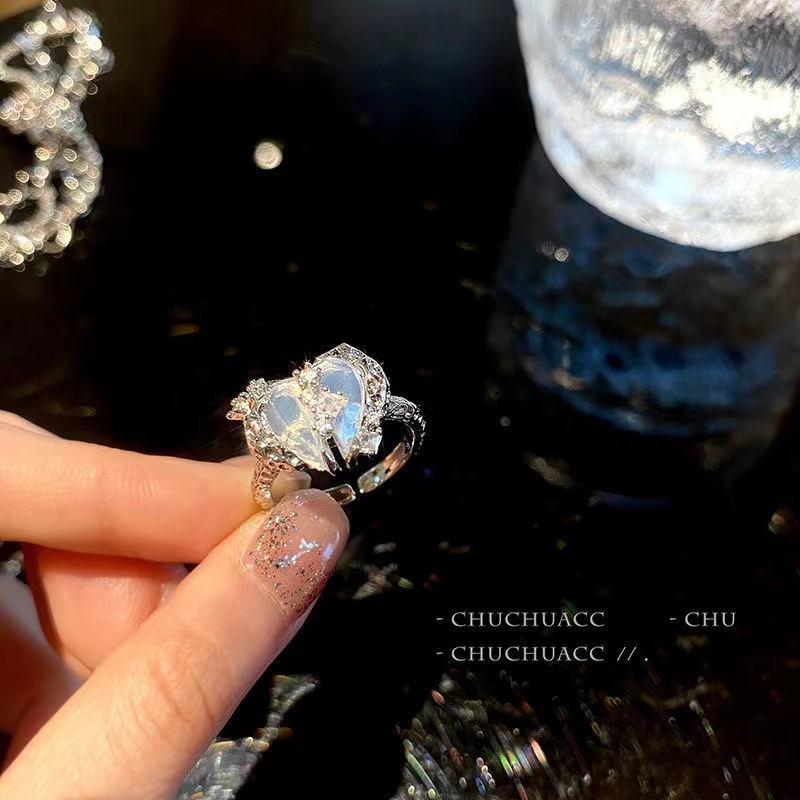 iF YOU Vòng cổ Mặt Nhẫn Đôi Đính Đá Zircon Thanh Lịch Cho Nữ