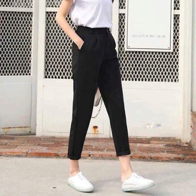 Quần tây nữ lưng chun, cạp khoá giữa chất vải tuyết mưa vitex có big sizeQuần baggy công sở nữ