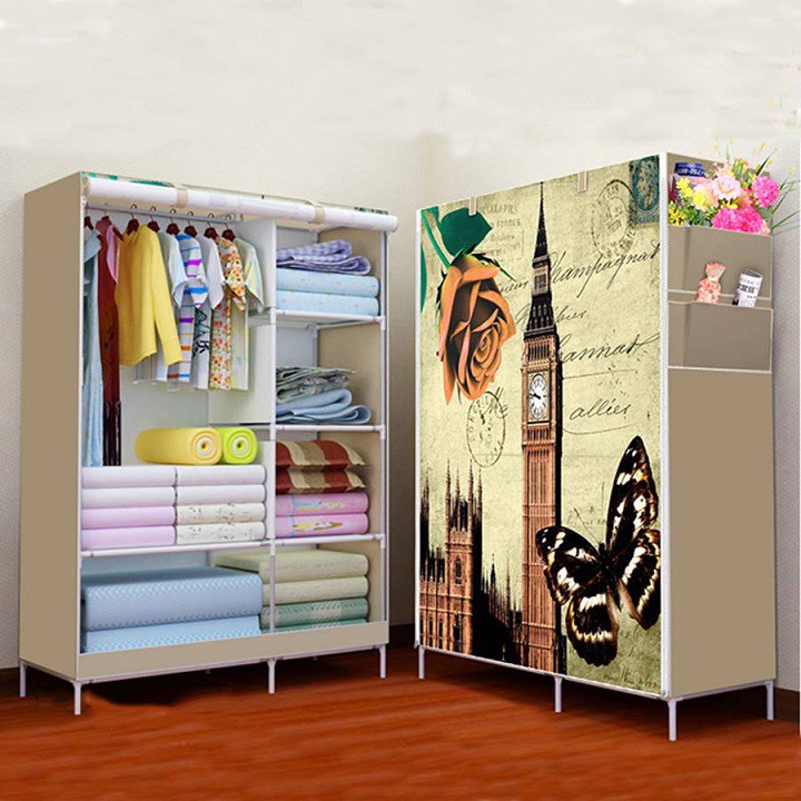 Tủ vải 3d 2 buồng 6 ngăn bắt mắt