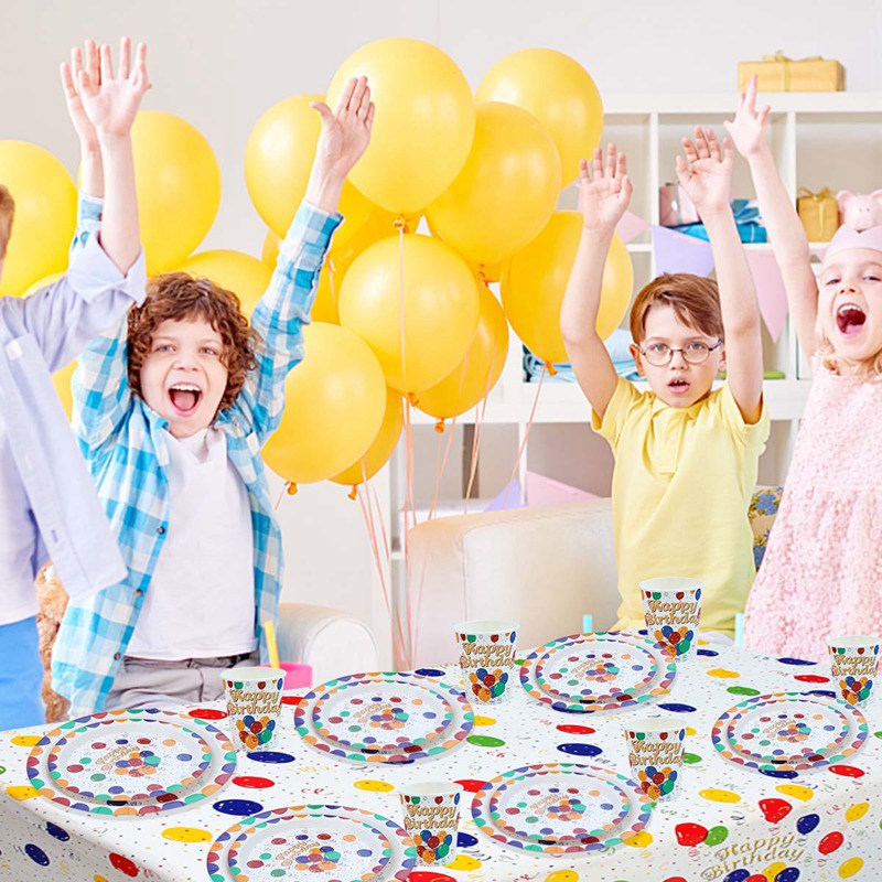 Bộ Dụng Cụ Bàn Ăn Và Ống Hút Dùng Một Lần Màu Cầu Vồng Cho Tiệc Sinh Nhật/Đám Cưới