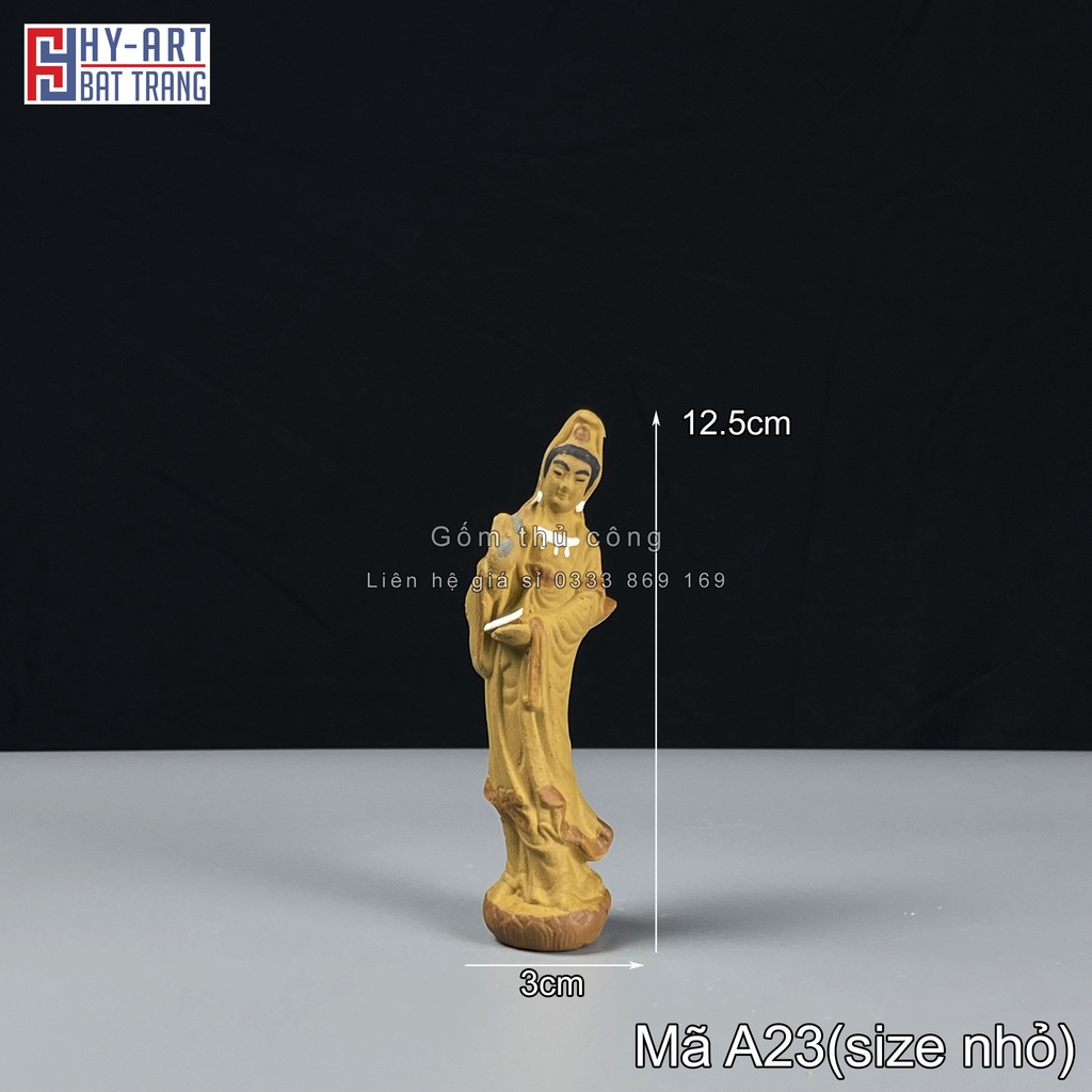 Tượng gốm Phật Bà Quan Âm phụ kiện trang trí tiểu cảnh hòn non bộ bể cá chậu cây bonsai