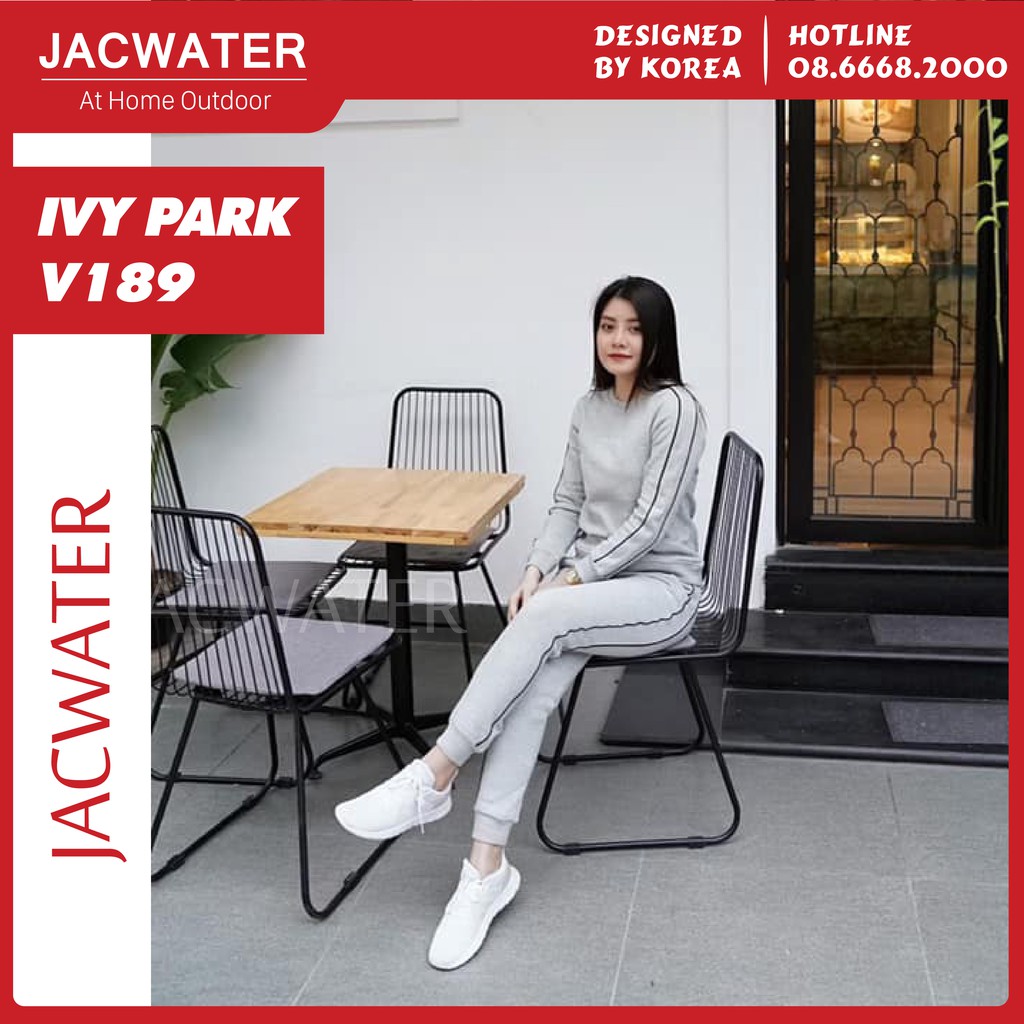 Bộ nỉ nữ dài tay IVY PARK, quần áo bông ấm màu trơn thể thao Jacwater V189