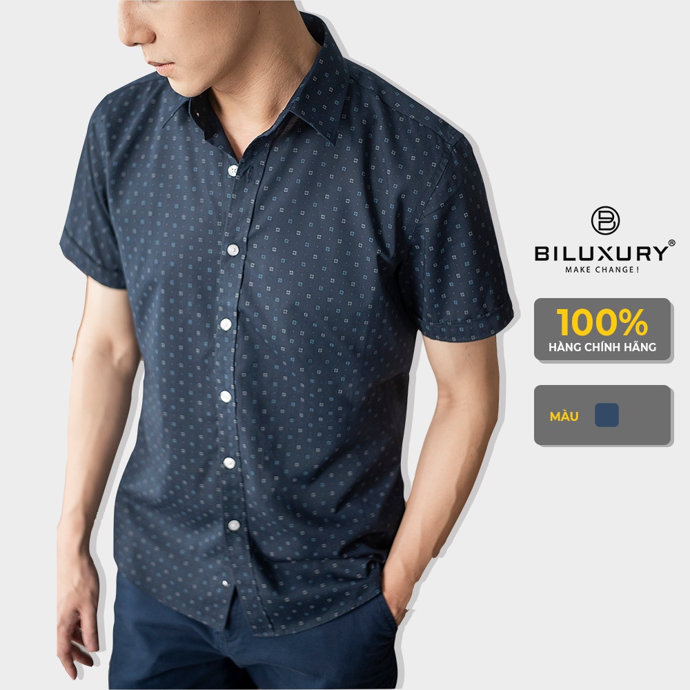 Áo sơ mi công sở nam thời trang cao cấp Biman by Biluxury form chuẩn Bodyfit vừa người 4SMCH009TTS
