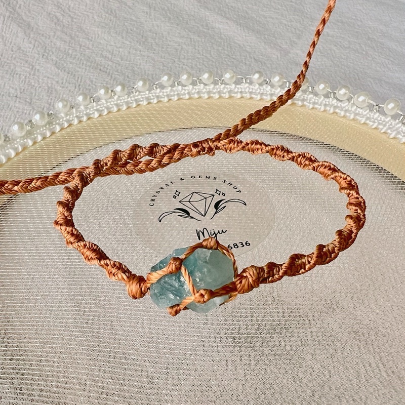 Vòng tay handmade đá thô Aquamarine  tự nhiên