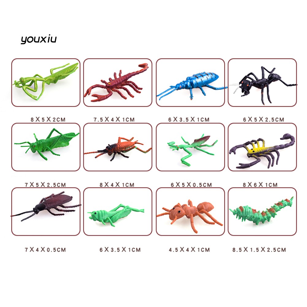 Bộ 12 Đồ Chơi Mô Hình Côn Trùng Bằng Nhựa Cho Bé