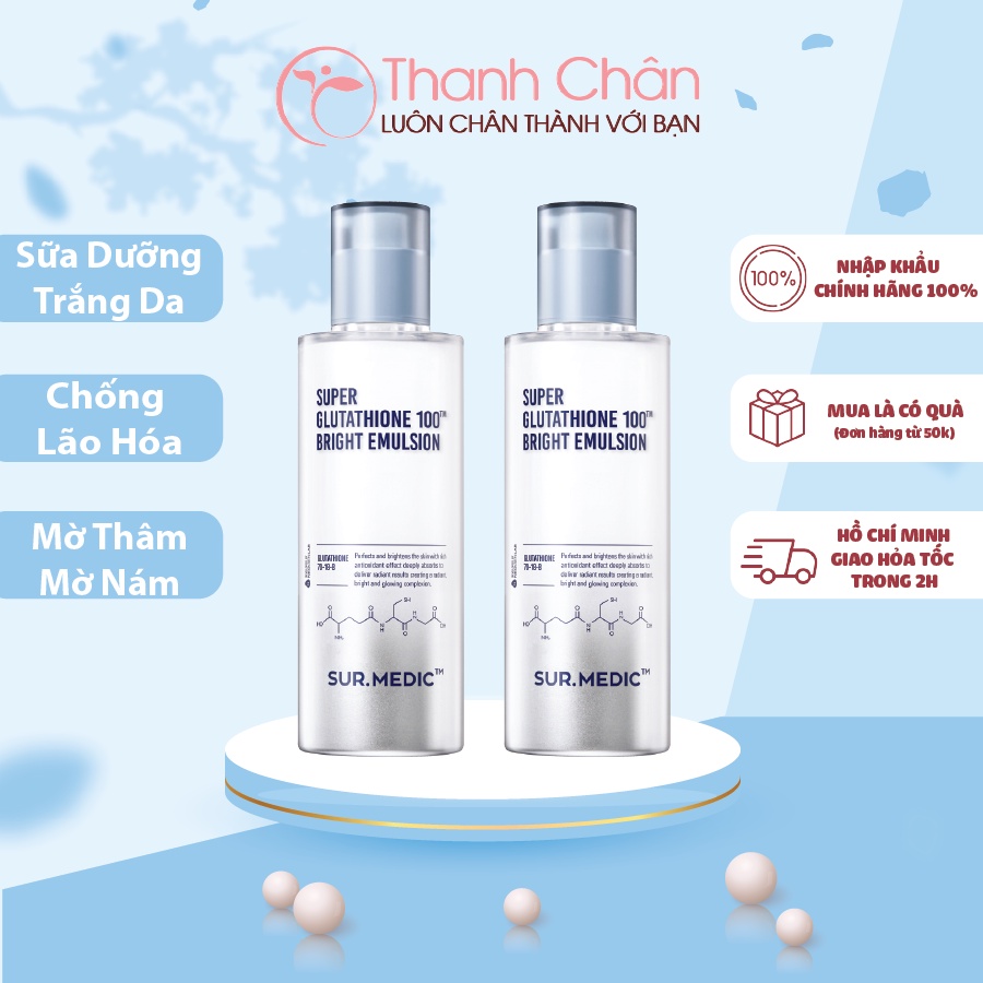 Nước Hoa Hồng Trắng Da SURMEDIC Super Glutathione 100 Bright Skin 145ml