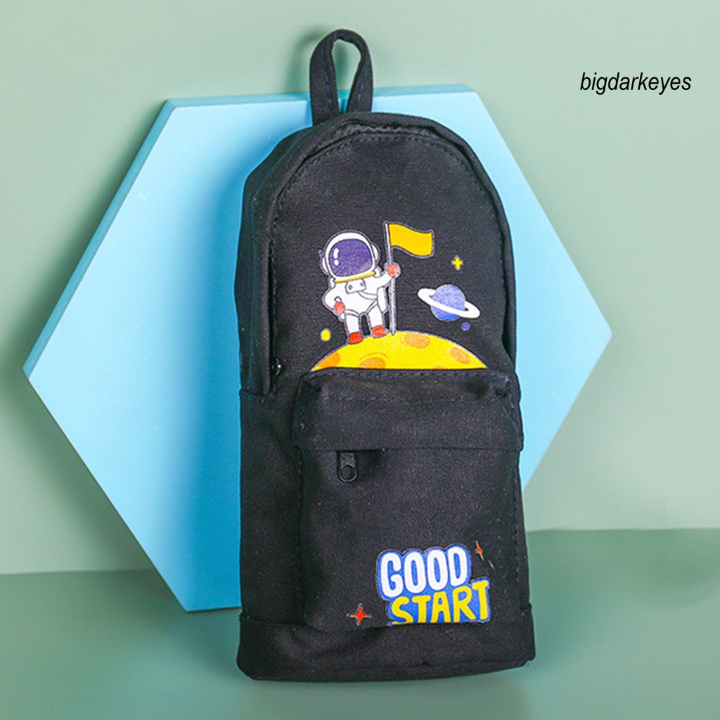 Nyt- Túi Đựng Bút Bằng Vải Canvas Họa Tiết Phi Hành Gia Khủng Long Tên Lửa Hoạt Hình