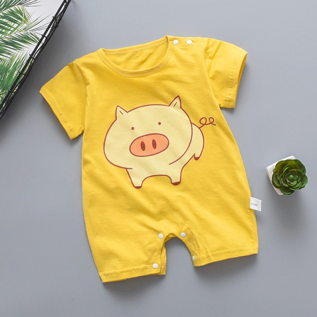 Bộ body đùi ngắn tay bodysuit hình động vật dễ thương cho bé trai bé gái sơ sinh dáng yếm