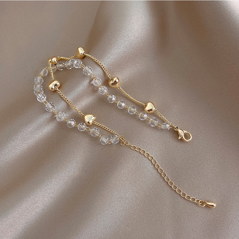 Vòng Tay Elegant Heart Bead Gold Chain Bracelet Korea Multilayer Transparent Ball Bracelets for Women Jewelry Gift | WebRaoVat - webraovat.net.vn