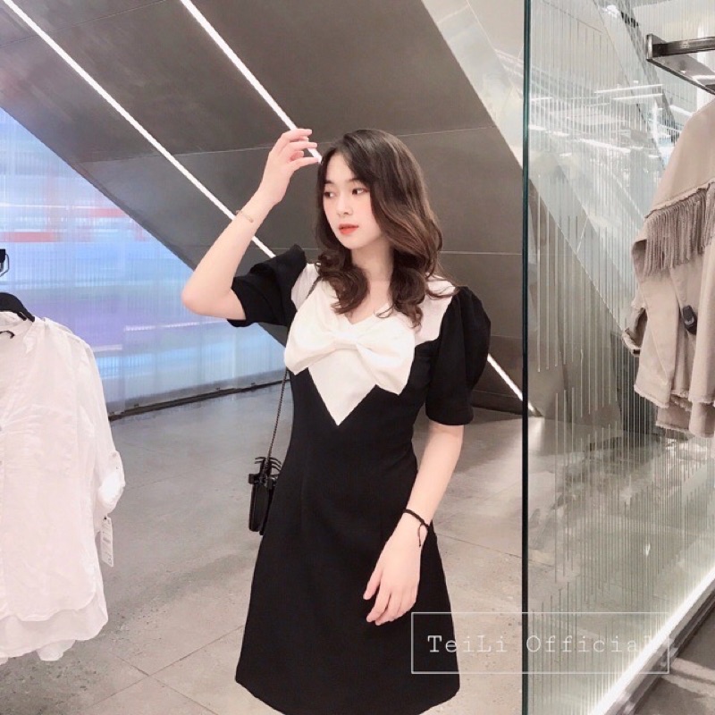 Váy nơ ngực trắng mix đen (mua Teili, đã giật tag, chưa mặc lần nào)