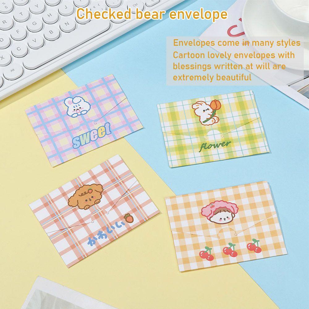 Yola Thiệp Chúc Phúc Họa Tiết Hoạt Hình Kẻ Sọc Caro Diy