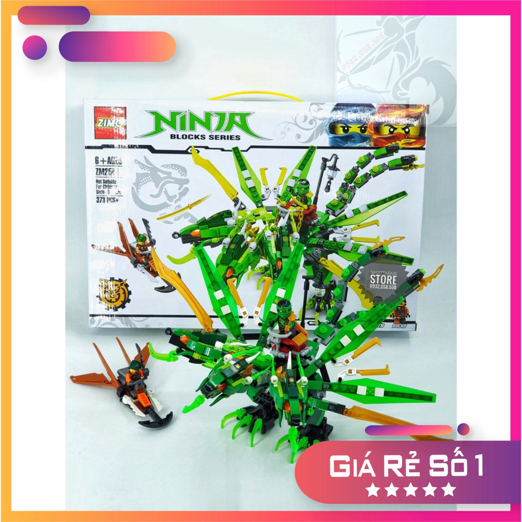 LEGO ZIMO NINJAGO Phiên bản lắp ráp robot rồng ninja ( xanh lá ) - 373 mảnh [Hot]