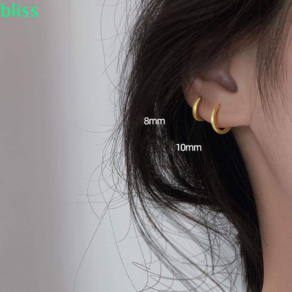 Khuyên Tai Tròn Màu Vàng / Bạc 6mm / 8mm / 10mm / 12mm Phong Cách Hàn Quốc Cho Nữ