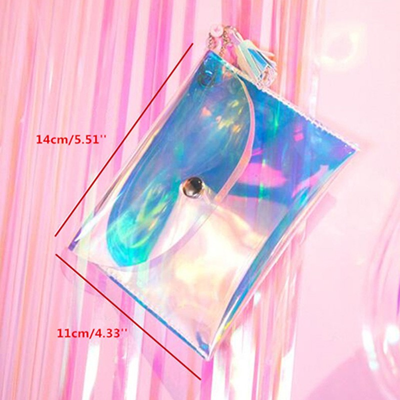 Smallbrainssuper  Women Colorful Makeup Holographic Laser Bag Mini Purse Clutch Fashion Wallet SBS