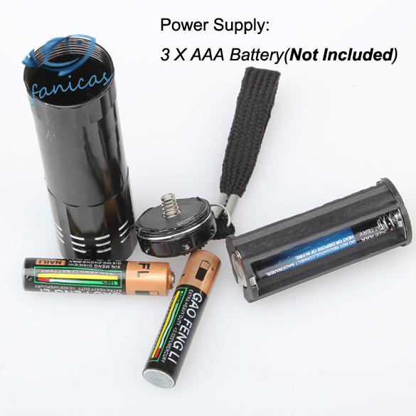 Đèn Pin 9 Bóng Led Mini Sử Dụng Pin Aaa Kèm Dây Đeo