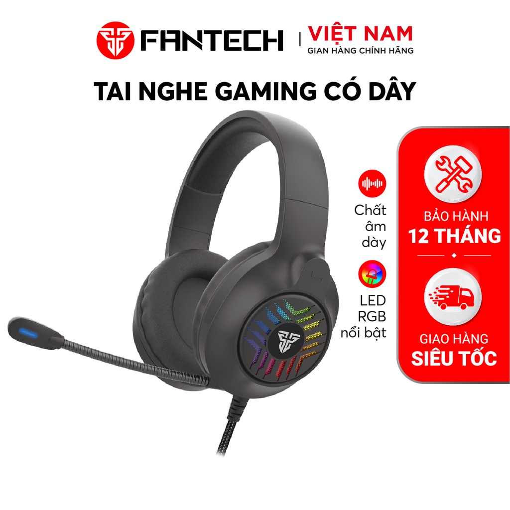 Tai Nghe Gaming FANTECH MH87 Đèn LED RGB, Micro Chống Ồn - Chân Cắm USB + 3.5mm - Hàng Phân Phối Chính Hãng