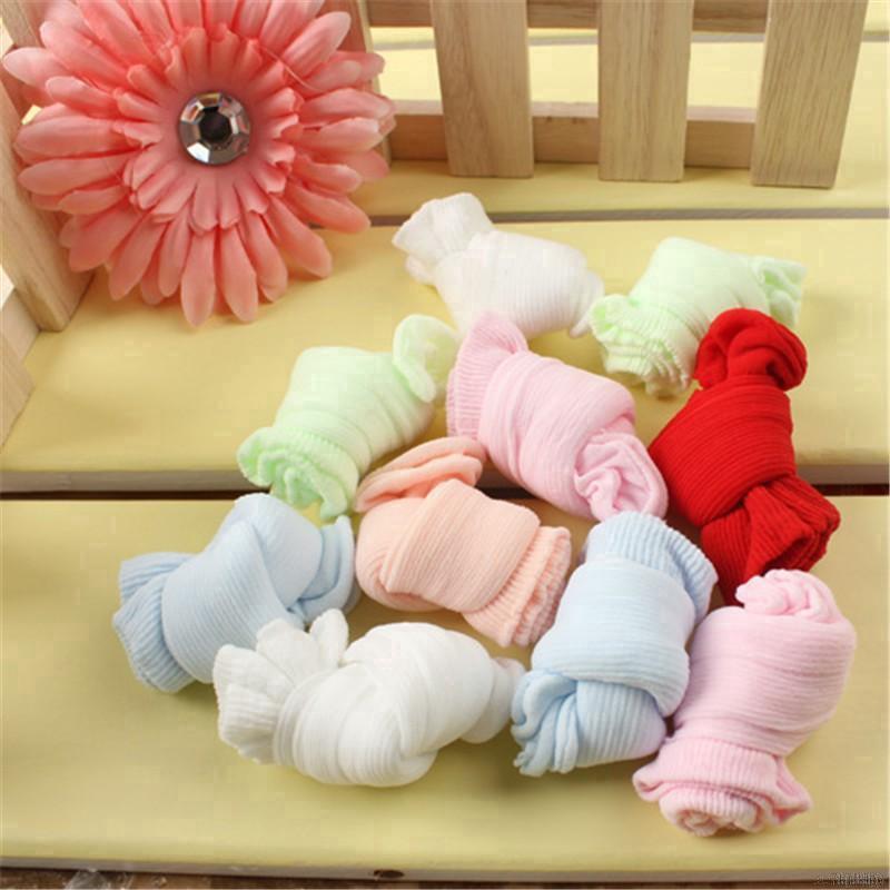 Vớ Cotton Chống Trượt Màu Trơn Xinh Xắn Cho Bé Gái Từ 0-4 Tuổi