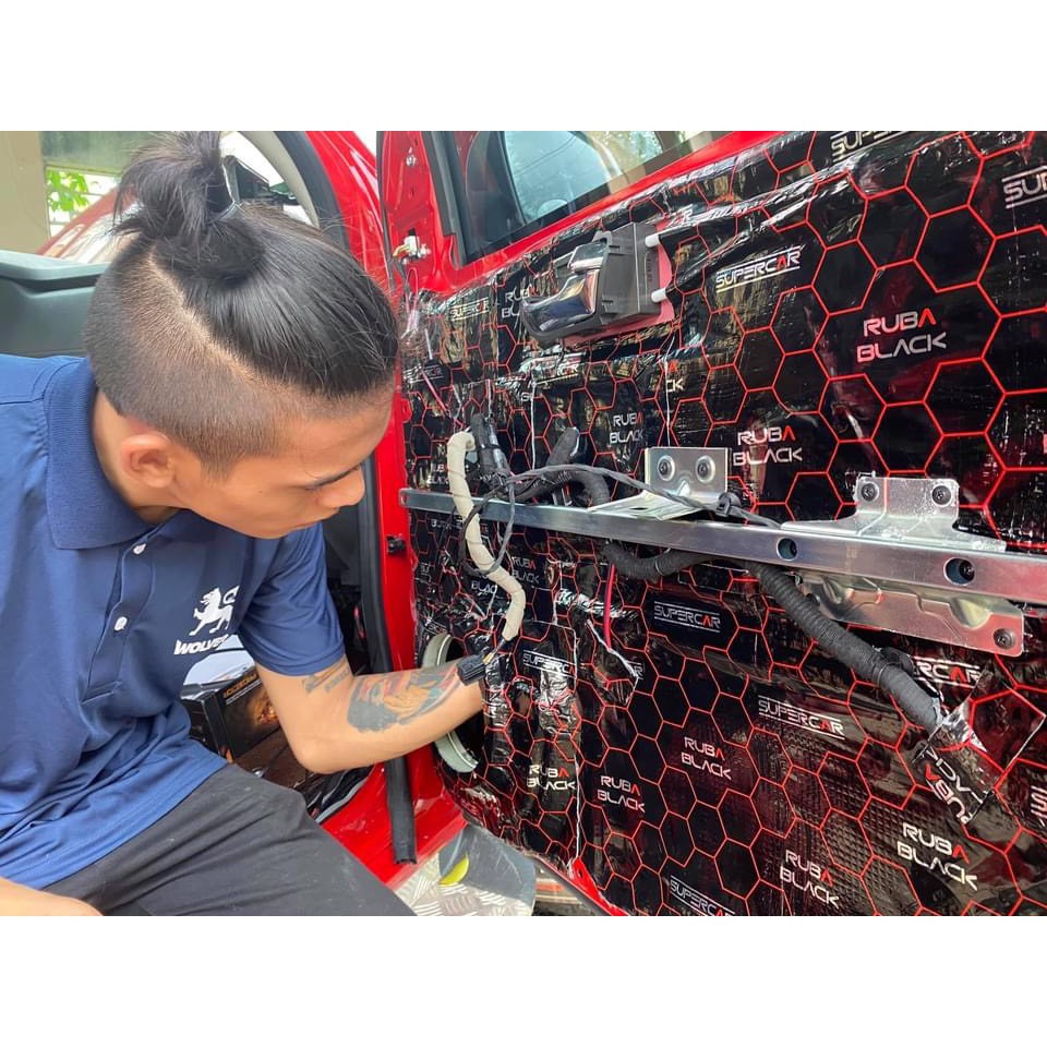 Cách âm chống ồn 2 lớp cho xe ô tô, xe hơi Ruba Black New thương hiệu Supercar từ Nga kích thước 800 x 460 x 2 mm